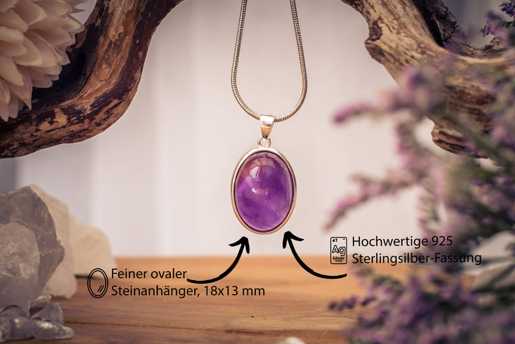 Amethyst Anhänger (oval) in Silber gefasst