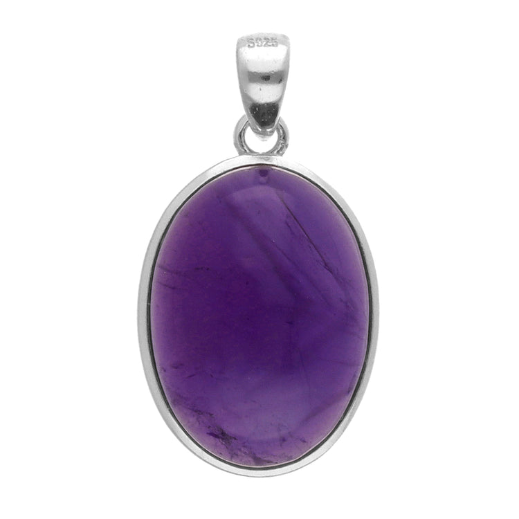 Amethyst Anhänger (oval) in Silber gefasst