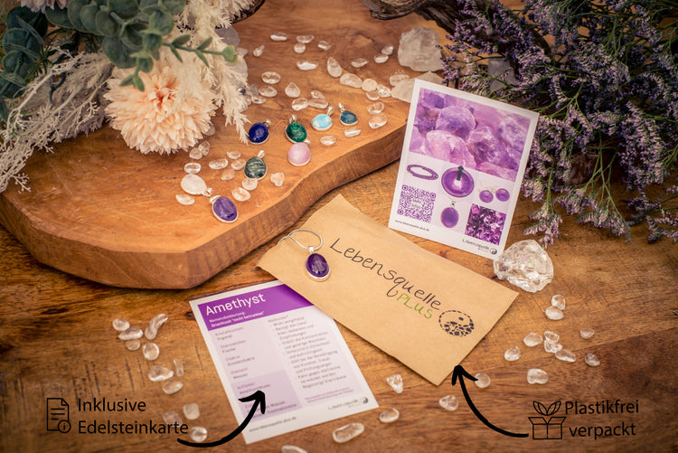 Amethyst Anhänger (oval) in Silber gefasst