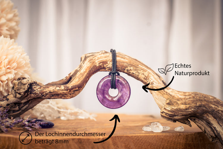 Amethyst Donut | 30 mm Anhänger + Baumwollband