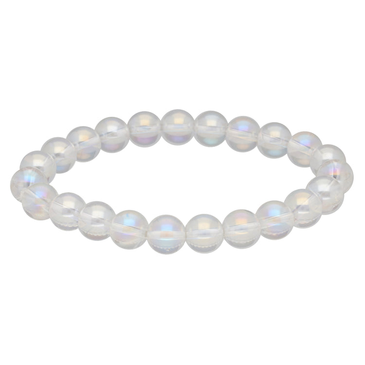 Pulsera de bolas de cristal de roca Angel Aura | 8mm