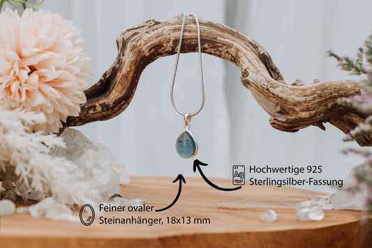 Aquamarin Anhänger in Tropfenform | In Silber gefasst