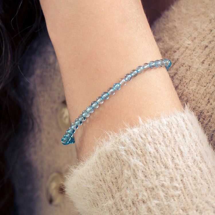 Aquamarin Mini-Kugelarmband | 4 mm