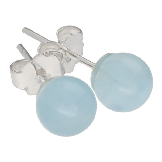 Aquamarin Ohrstecker 6 mm | 925er Silber