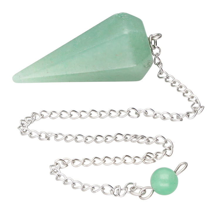 Aventurine, pendule vert, facetté + boule de maintien