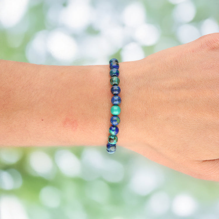 Bracelet de perles en azurite-malachite | 6 mm