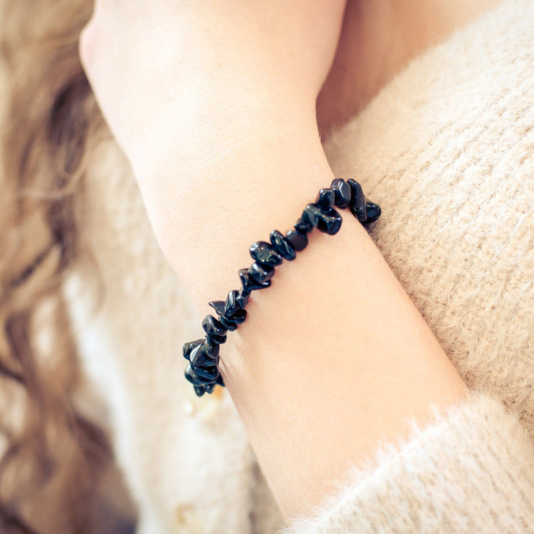 Tourmaline, black (Schörl) chip bracelet