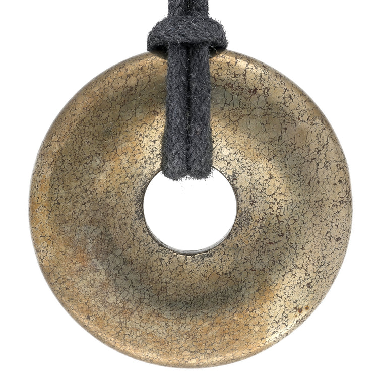 Colgante donut de pirita | 30 mm Colgante + Cordón de algodón