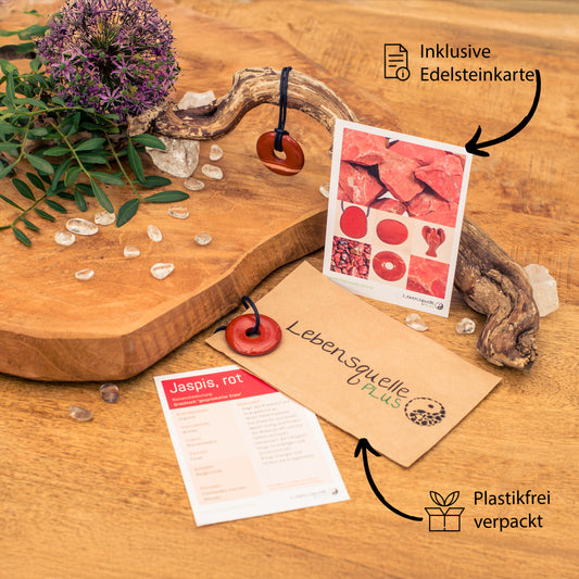 Jaspis, rot Donut | 30 mm Anhänger + Baumwollband