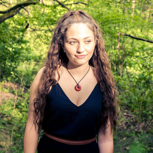 Jaspis, rot Donut | 30 mm Anhänger + Baumwollband