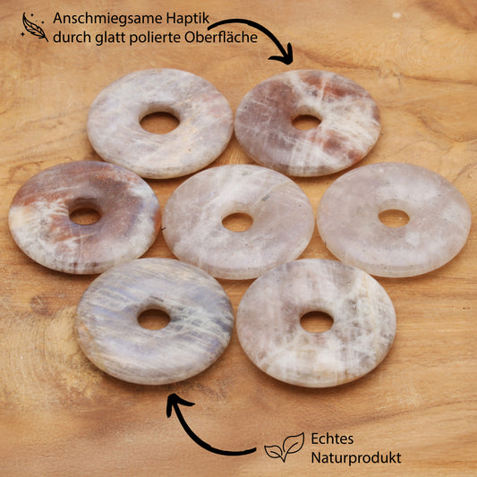 Moonstone Donut | 30 mm Pendant + Cotton Cord