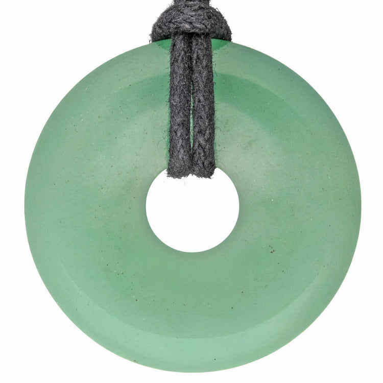 Green Aventurine Donut Pendant | 30 mm Pendant + Cotton Cord