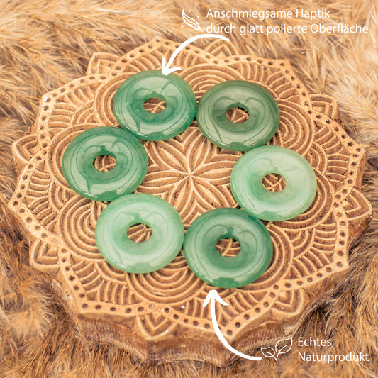 Green Aventurine Donut Pendant | 30 mm Pendant + Cotton Cord