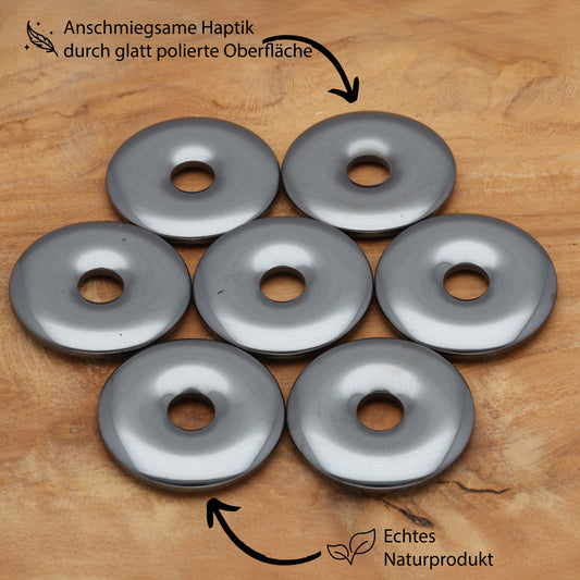 Colgante donut de hematites | Colgante de 30 mm + cordón de algodón