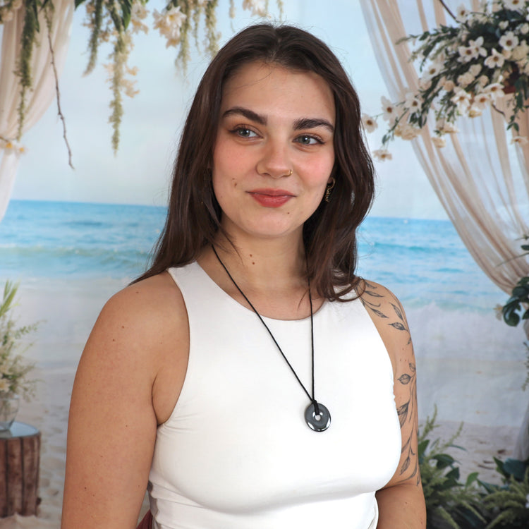 Colgante donut de hematites | Colgante de 30 mm + cordón de algodón