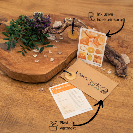 Orangencalcit (Aragonit) Donut | 30 mm Anhänger + Baumwollband