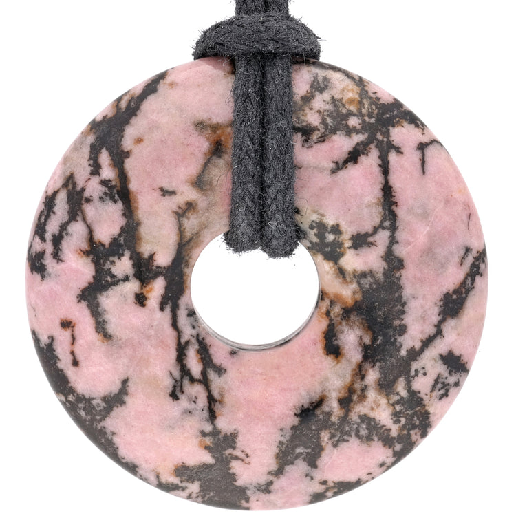 Rhodonit Donut | 30 mm Anhänger + Baumwollband
