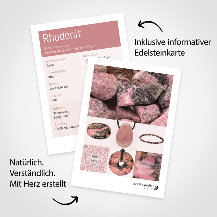 Rhodonit Donut | 30 mm Anhänger + Baumwollband