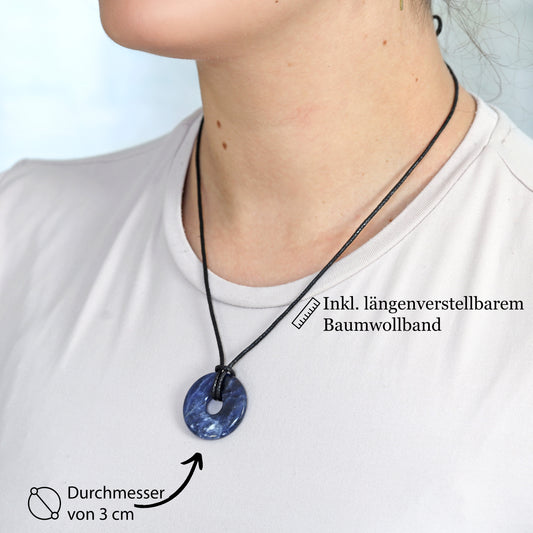 Sodalith Donut | 30 mm Anhänger + Baumwollband