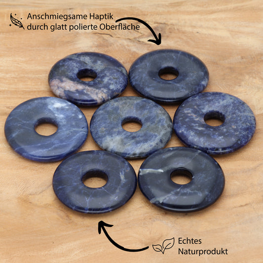 Colgante donut de sodalita | Colgante de 30 mm + cordón de algodón