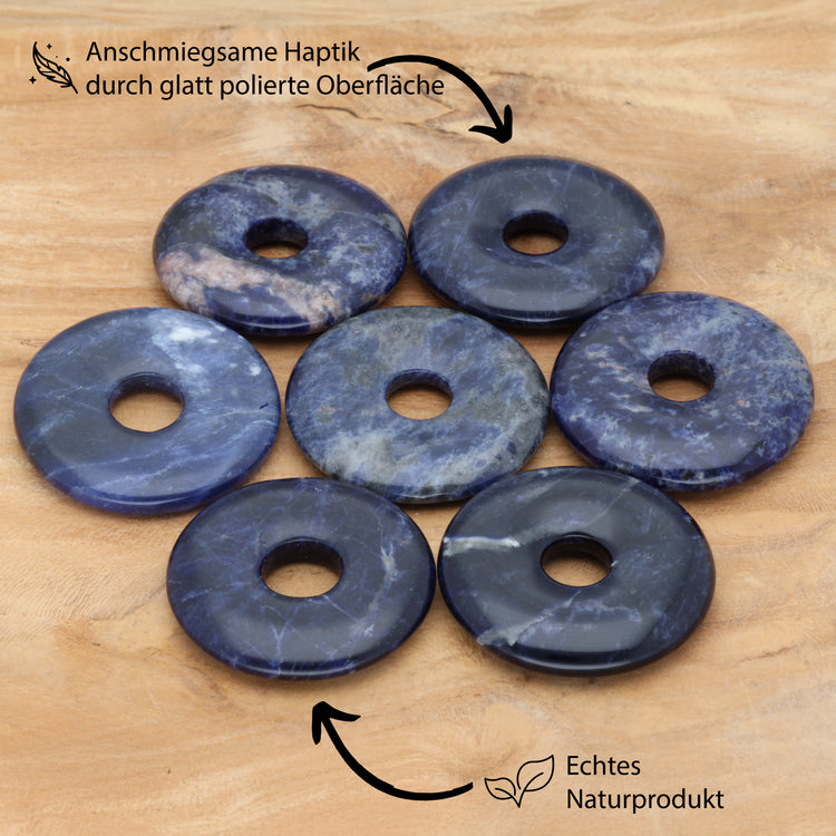 Colgante donut de sodalita | Colgante de 30 mm + cordón de algodón