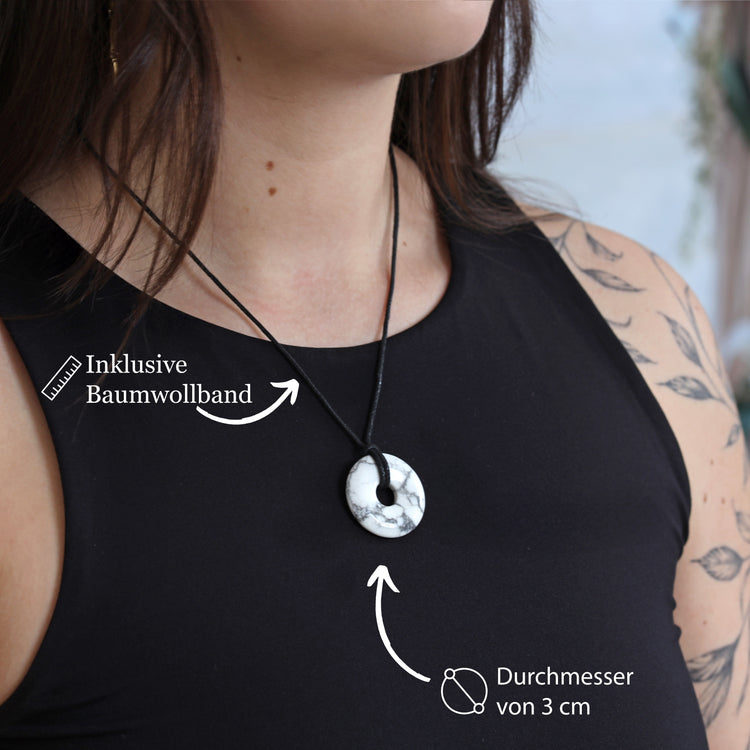 Magnesite Donut Pendant | 30 mm Pendant + Cotton Cord