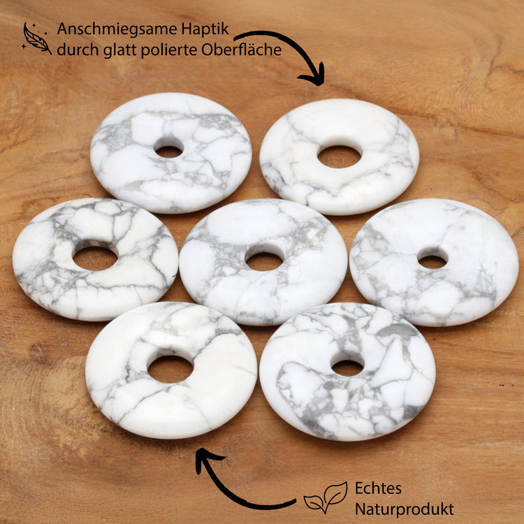 Magnesite Donut Pendant | 30 mm Pendant + Cotton Cord