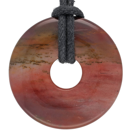 Pendentif donut en mookaïte | Pendentif 30 mm + cordon en coton