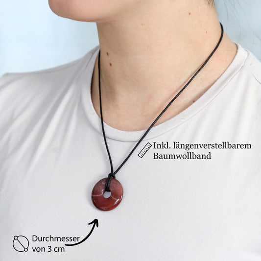 Pendentif donut en mookaïte | Pendentif 30 mm + cordon en coton