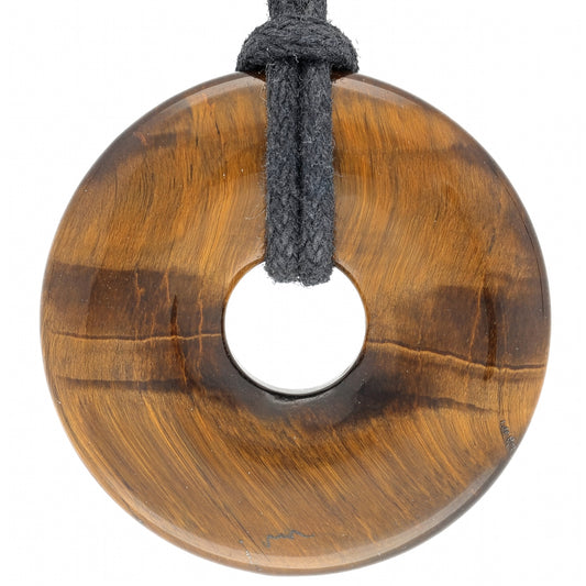 Colgante donut de ojo de tigre | 30 mm Colgante + cordón de algodón