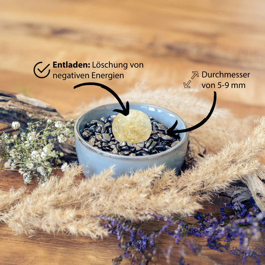 Ladesteine Bergkristall  & Entladesteine Hämatit | Mini Trommelsteine Chips