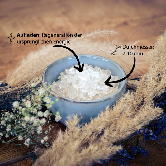 Ladesteine Bergkristall  & Entladesteine Hämatit | Mini Trommelsteine Chips