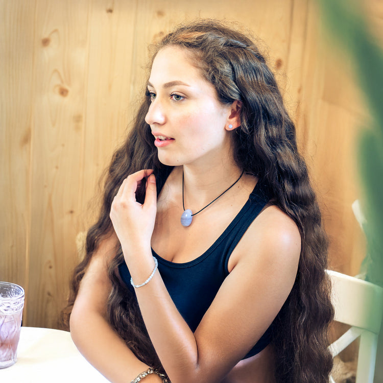 Chalcedony, blue drop pendant
