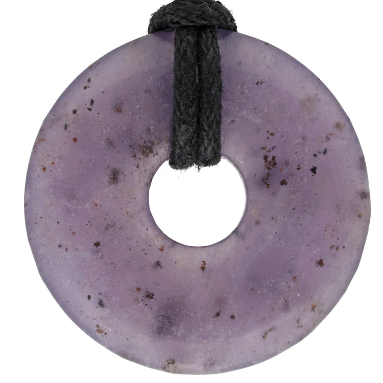 Lepidolite Donut Pendant | 30 mm Pendant + Cotton Cord
