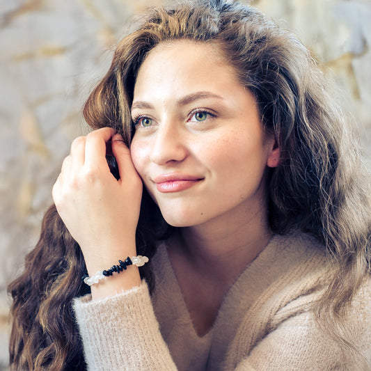 Bergkristall + Schörl Splitterarmband