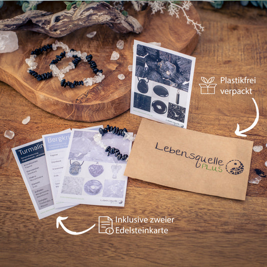 Rock crystal + Schorl chip bracelet