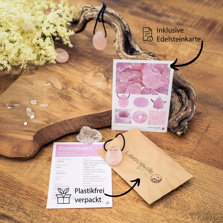 Rosenquarz Tropfenanhänger