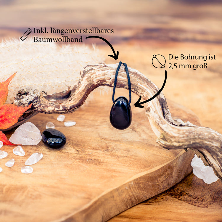 Obsidian, schwarz Tropfenanhänger