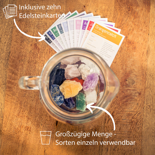 Wassersteine Premium Mischung #1 | 10 beliebte Natursteine für Edelsteinwasser