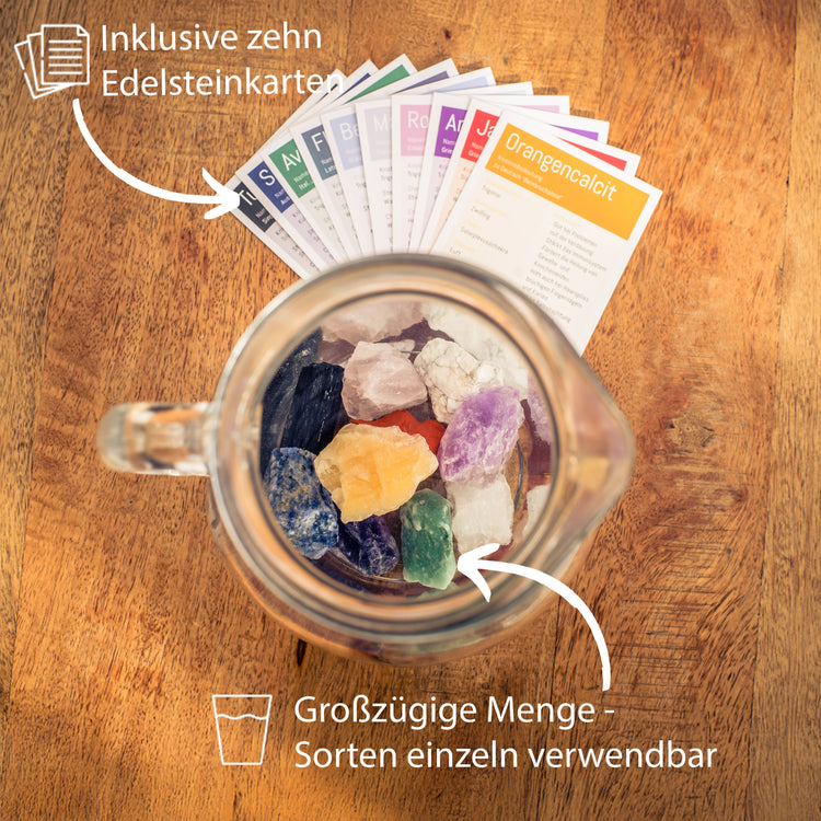 Wassersteine Premium Mischung #1 | 10 beliebte Natursteine für Edelsteinwasser