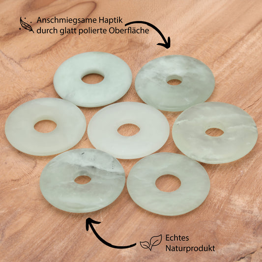 Chinajade Donut | 30 mm Anhänger + Baumwollband