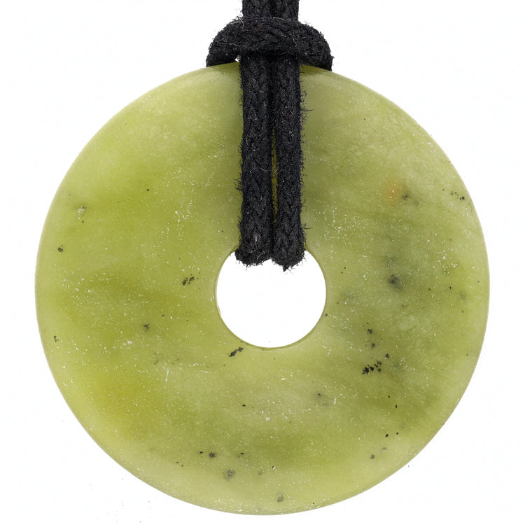 Colgante donut de Jade (Nefrita) | Colgante de 30 mm + cordón de algodón