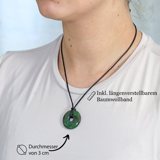 Colgante donut de Jade (Nefrita) | Colgante de 30 mm + cordón de algodón