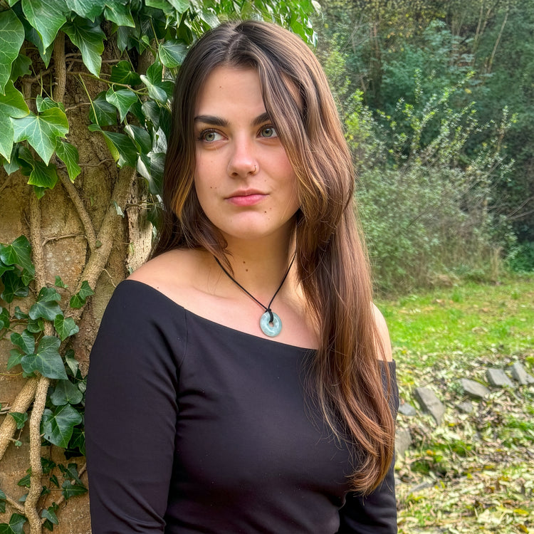 Aquamarin Donut | 30 mm Anhänger + Baumwollband