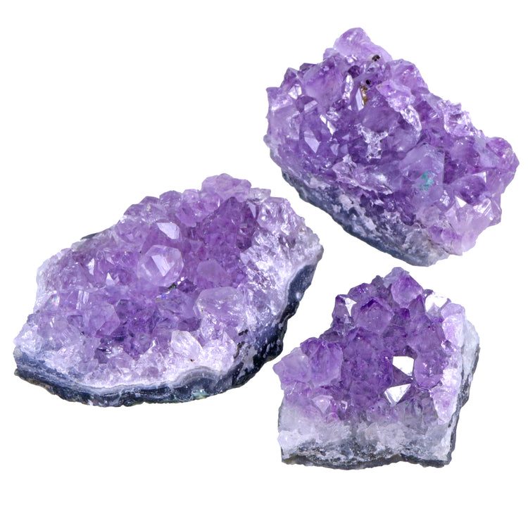 Amethyst Kristalle | 100% naturbelassene Drusenstücke | 3er Set