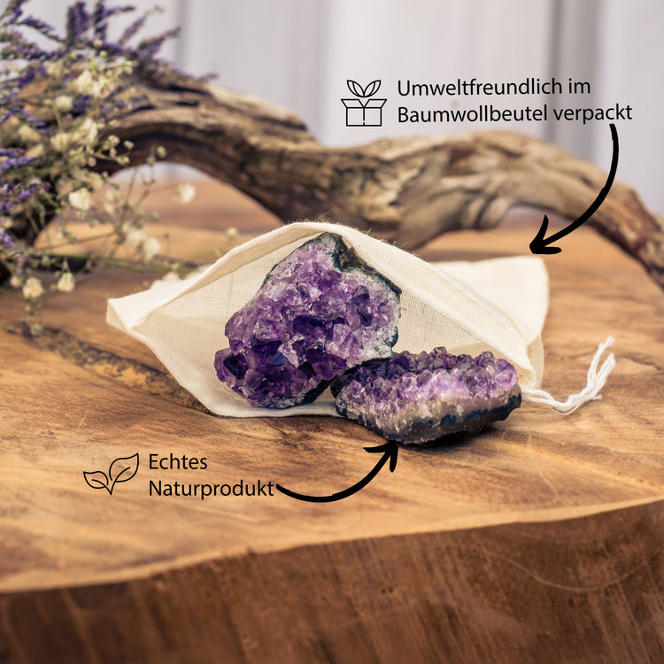 Amethyst Kristalle | 100% naturbelassene Drusenstücke | 3er Set