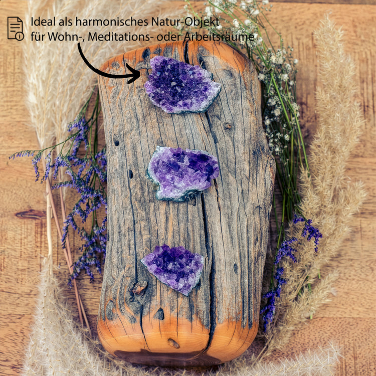 Amethyst Kristalle | 100% naturbelassene Drusenstücke | 3er Set