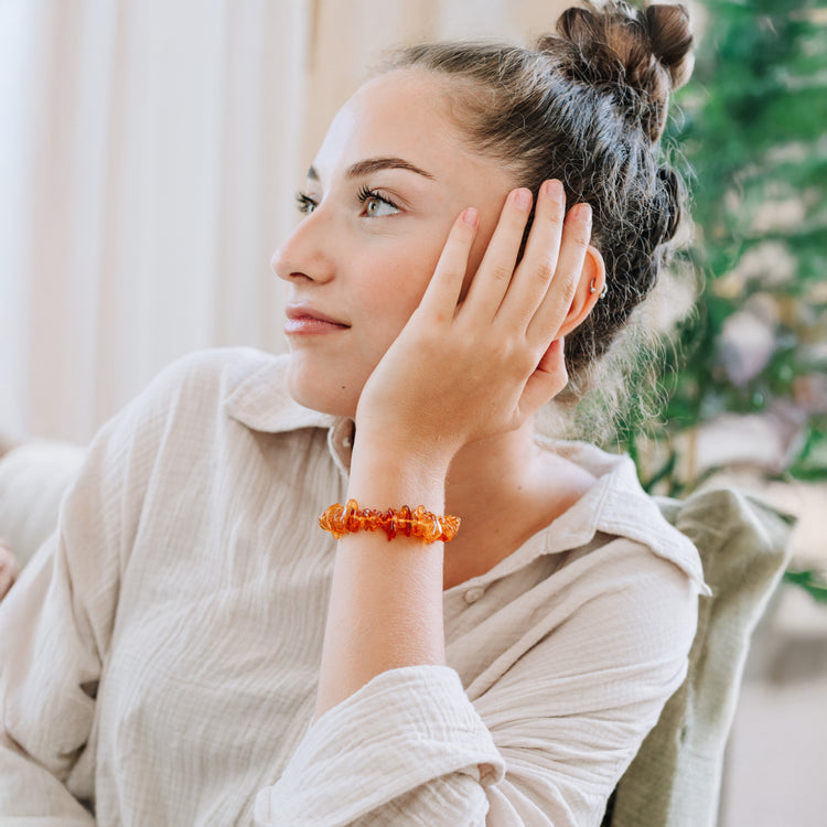 Bernstein Splitterarmband (Honigfarben)