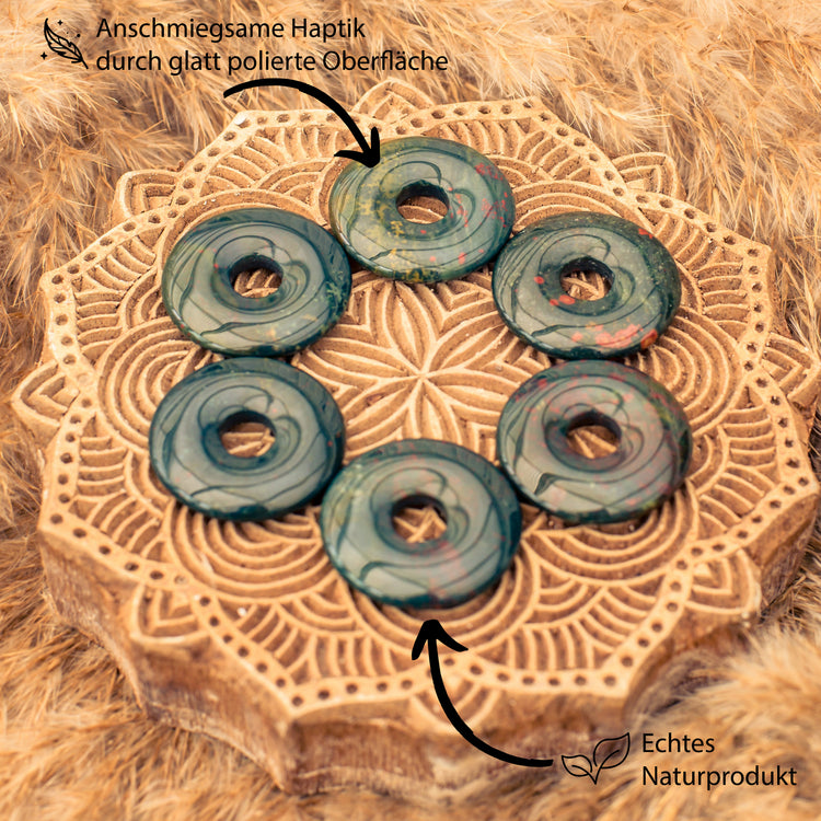 Donut en héliotrope | Pendentif 30 mm + cordon en coton