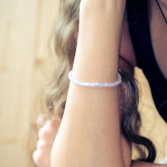 Chalcedon, blau Mini-Kugelarmband | 4 mm